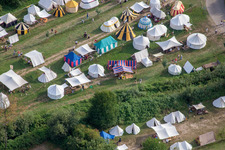 Oblique view of Medieval festival in Jockgrim in the state Rhineland-Palatinate, Germany
