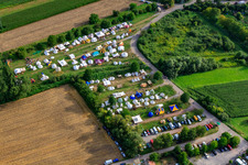 Medieval festival in Jockgrim in the state Rhineland-Palatinate, Germany seen from above