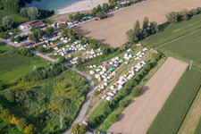 Medieval festival in Jockgrim in the state Rhineland-Palatinate, Germany from above