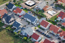 Aerial view of Konrad-Zuse-Straße in Rheinzabern in the state Rhineland-Palatinate, Germany