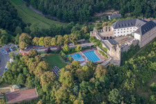 Ruins and vestiges of the former castle and fortress of Youth hostel Altleiningen in the district Hoeningen in Altleiningen in the state Rhineland-Palatinate