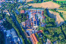 Aerial view of F. v. Müller roof tile works of Wienerberger GmbH Plant Eisenberg in Eisenberg in the state Rhineland-Palatinate, Germany