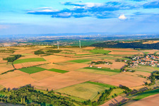 Aerial view of Grünstadt Community Hill in Neuleiningen in the state Rhineland-Palatinate, Germany
