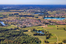View of the town from the northeast in Leimersheim in the state Rhineland-Palatinate, Germany
