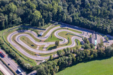 Aerial view of Kart track in the district Urloffen in Appenweier in the state Baden-Wuerttemberg, Germany