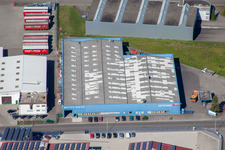 Aerial view of Bross Wines, Beverages Roth in Appenweier in the state Baden-Wuerttemberg, Germany