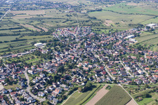 Village - view on the edge of agricultural fields and farmland in Windschlaeg in the state Baden-Wurttemberg, Germany
