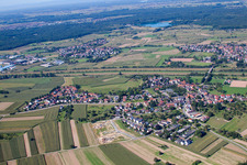 View of the town from the east, this side of the Kinzig river in the district Bühl in Offenburg in the state Baden-Wuerttemberg, Germany