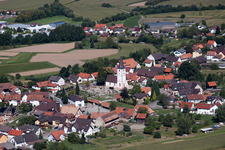 Aerial view of From the southeast in the district Sand in Willstätt in the state Baden-Wuerttemberg, Germany