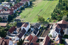 Aerial view of Vollmersweilerer Straße in Freckenfeld in the state Rhineland-Palatinate, Germany