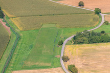 Aerial view of Model airfield of the MFC Bad Bergzabern in Oberotterbach in the state Rhineland-Palatinate, Germany