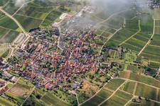 Village under clouds in the district Schweigen in Schweigen-Rechtenbach in the state Rhineland-Palatinate, Germany