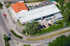 Aerial view of Grossglaus car paint shop in the district Minderslachen in Kandel in the state Rhineland-Palatinate, Germany
