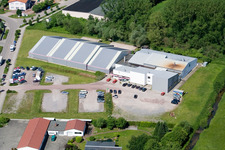Aerial view of Sports Park in the district Minderslachen in Kandel in the state Rhineland-Palatinate, Germany
