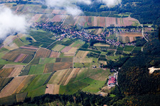 Aerial view of Winegrowers' cooperative in Cleebourg in the state Bas-Rhin, France