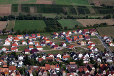New development area in Unterfeld from the southwest in the district Schaidt in Wörth am Rhein in the state Rhineland-Palatinate, Germany