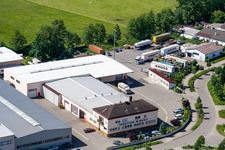 Aerial view of NUSS forwarding company in the district Minderslachen in Kandel in the state Rhineland-Palatinate, Germany