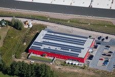 Aerial view of Bienwald Fitness World in the district Minderslachen in Kandel in the state Rhineland-Palatinate, Germany