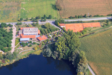 Aerial view of Restaurant at the Tennis Club in Leimersheim in the state Rhineland-Palatinate, Germany