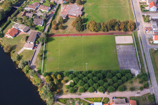Aerial view of Sports fields in Leimersheim in the state Rhineland-Palatinate, Germany