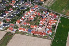 Construction sites for new construction residential area of detached housing estate Im Bannholtz in the district Hayna in Herxheim bei Landau (Pfalz) in the state Rhineland-Palatinate