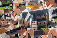 Aerial photograpy of Church in St. George Street in the district Arzheim in Landau in der Pfalz in the state Rhineland-Palatinate, Germany