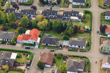Aerial view of Schillerstr in Eppelsheim in the state Rhineland-Palatinate, Germany