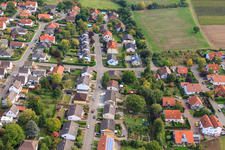 Aerial view of In the mill garden from the west in Eppelsheim in the state Rhineland-Palatinate, Germany