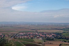 Wind turbine windmills on a field in Ober-Floersheim in the state Rhineland-Palatinate
