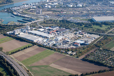Aerial photograpy of BASF in the district Pfingstweide in Ludwigshafen am Rhein in the state Rhineland-Palatinate, Germany
