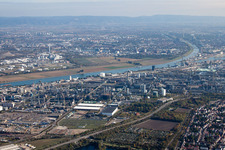 North in the district BASF in Ludwigshafen am Rhein in the state Rhineland-Palatinate, Germany out of the air