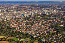 Aerial view of From the west in the district Friesenheim in Ludwigshafen am Rhein in the state Rhineland-Palatinate, Germany