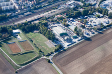 Aerial view of Finger Baustoffwerk GmbH in the district Oggersheim in Ludwigshafen am Rhein in the state Rhineland-Palatinate, Germany
