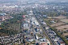Aerial view of Industriestr in the district Friesenheim in Ludwigshafen am Rhein in the state Rhineland-Palatinate, Germany