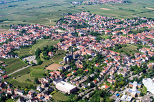 Village - view on the edge of agricultural fields and farmland in Edenkoben in the state Rhineland-Palatinate