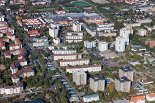 Aerial view of Mahlastr in Frankenthal in the state Rhineland-Palatinate, Germany