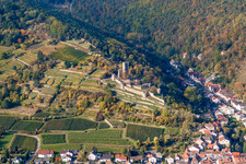 Ruins and vestiges of the former castle and fortress Wachtenburg (Ruin "Burg Wachenheim") in Wachenheim an der Weinstrasse in the state Rhineland-Palatinate, Germany