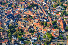 City Wall Lane and St. Ulrich in Deidesheim in the state Rhineland-Palatinate, Germany
