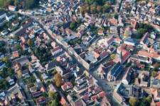 Aerial photograpy of Old Town area and city center in Deidesheim in the state Rhineland-Palatinate