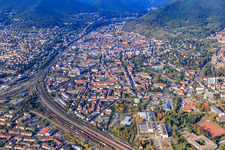 From the northeast in Neustadt an der Weinstraße in the state Rhineland-Palatinate, Germany out of the air