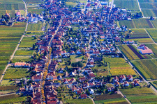 Wine-growing village on the edge of the Haardt from the west in Rhodt unter Rietburg in the state Rhineland-Palatinate, Germany