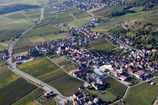 Wine-growing village on the edge of the Haardt from the northeast in Burrweiler in the state Rhineland-Palatinate, Germany