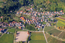 Aerial view of At the castle hill in Burrweiler in the state Rhineland-Palatinate, Germany