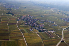 Aerial view of Village - view on the edge of wine yards in Flemlingen in the state Rhineland-Palatinate, Germany