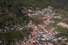Aerial view of Main Street in Burrweiler in the state Rhineland-Palatinate, Germany
