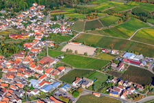 Aerial photograpy of Main Street in Burrweiler in the state Rhineland-Palatinate, Germany