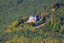 St. Anne's Chapel in Burrweiler in the state Rhineland-Palatinate, Germany seen from above