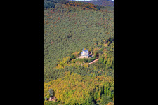 St. Anne's Chapel in Burrweiler in the state Rhineland-Palatinate, Germany from the plane