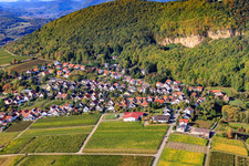 Aerial photograpy of Village view under the limestone cliffs in Frankweiler in the state Rhineland-Palatinate, Germany
