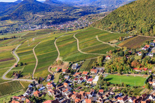 Aerial view of Haardtrand-Käfernberg vineyard in Frankweiler in the state Rhineland-Palatinate, Germany